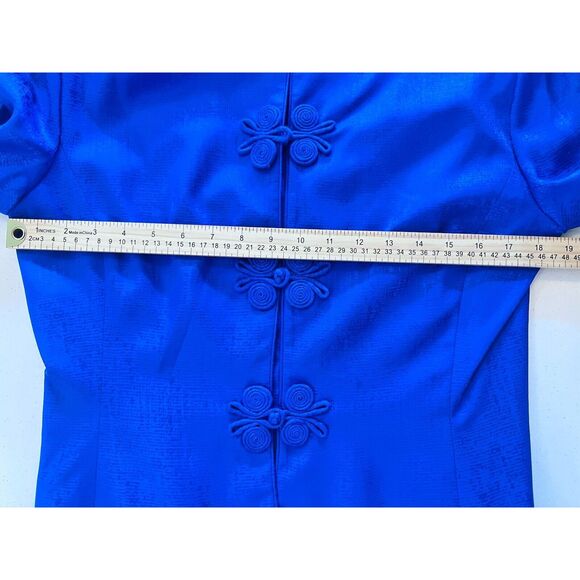 Vintage Adrianna Papell Lined Silk Cerulean Blue Blazer & Skirt Suit Size 10 - Picture 11 of 13